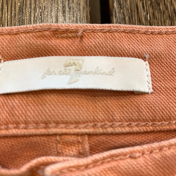 7 for All Mankind Premium Denim  Light Orange Monroe Cutt Off Shorts in size 24 - Picture 2 of 5